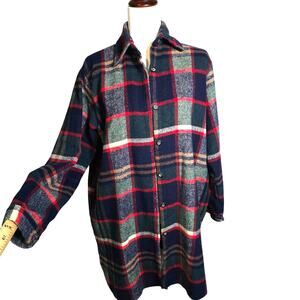 Adora, Long Line, Rounded Hem, Thick, Flannel, Shacket, Large, No Size Tag